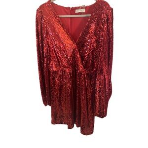 Wayf Vibrant Red Sequins Party Dress Women’s Medium New With Tags